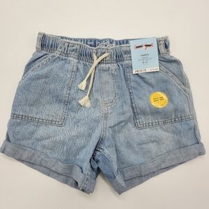 Cat & Jack Jean Shorts High Rise Light Blue Wash Denim Drawstring Sz 8 Or M NEW